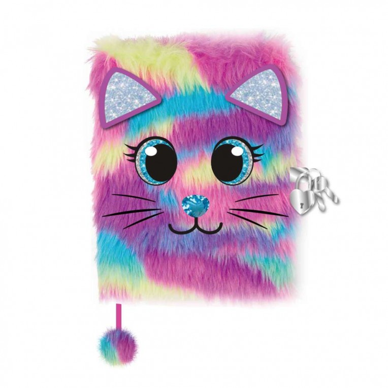 Plush Diary with Lock Cat Colorfull...