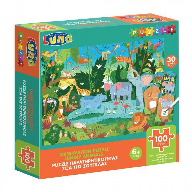 Observation Puzzle Jungle Animals 100...