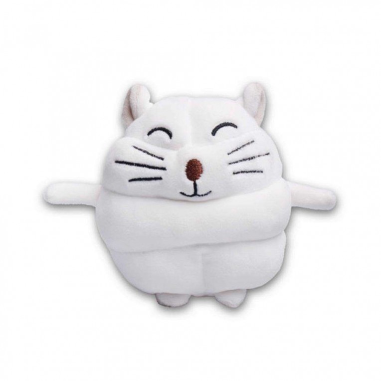 Egg-Shaped Plush White Cat 12cm...