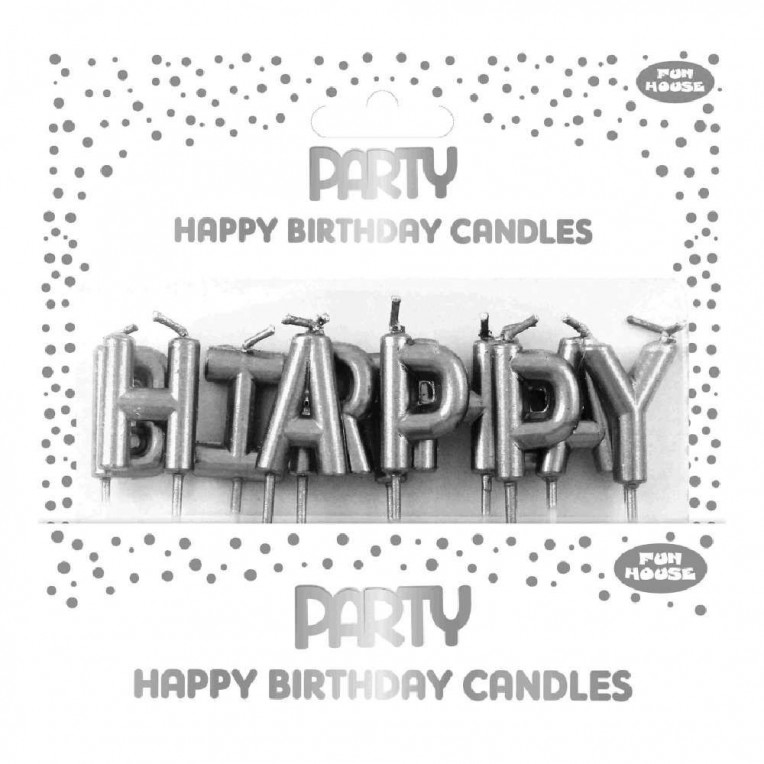 Cake Candles Happy Birthday Silver...