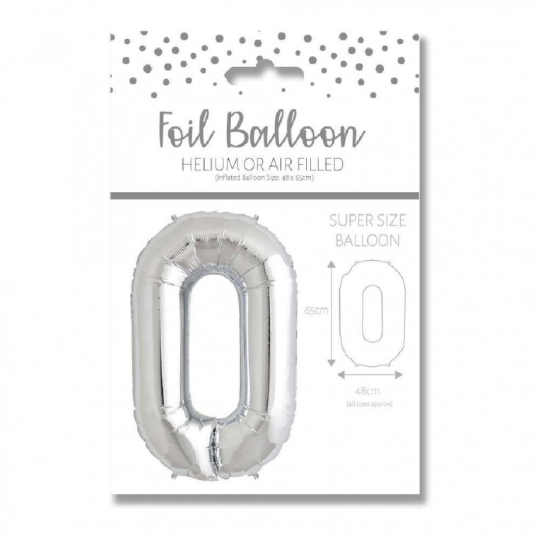 Foil Balloon Number 0 Silver...