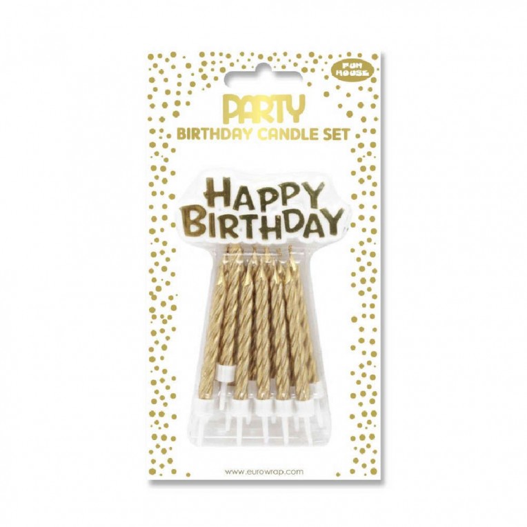 Cake Candles Happy Birthday Gold Set...