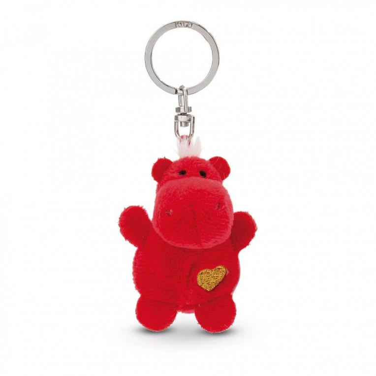 Nici Plush Keychain Red Hippo with...