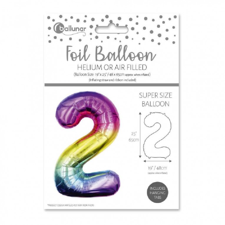 Foil Balloon Number 2 65cm (30372-2MC)