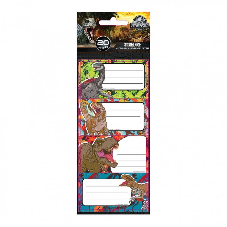 Sticker Labels Jurassic World 20pcs...