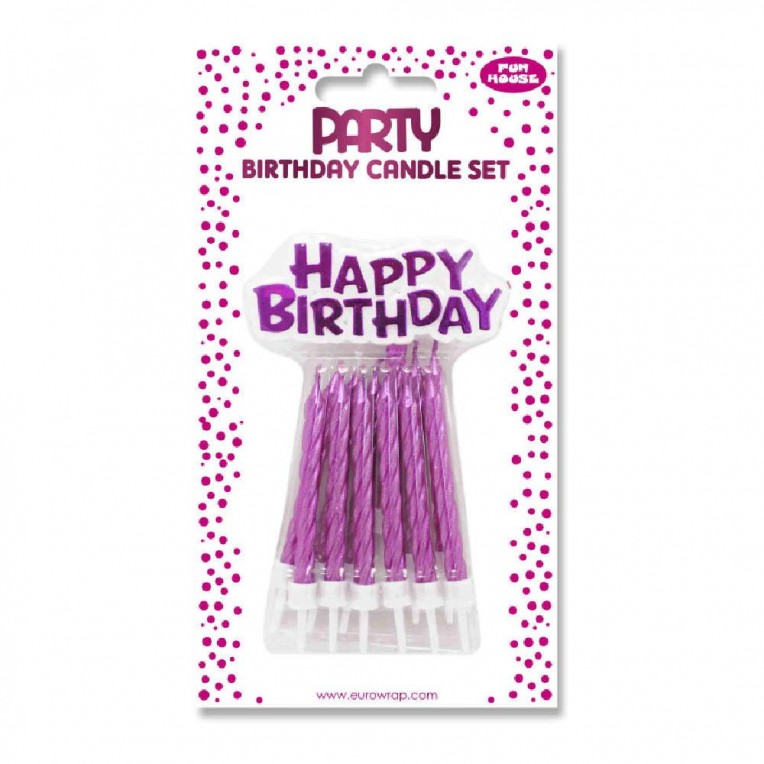 Κεράκια Γενεθλίων Happy Birthday Ροζ...