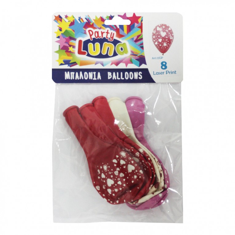Balloons with Printed Hearts 8pcs...