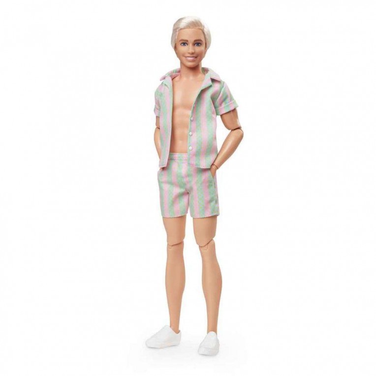 Barbie Movie Beach Men's Ken Costume Shirt and shorts Adult pink aqua  striped