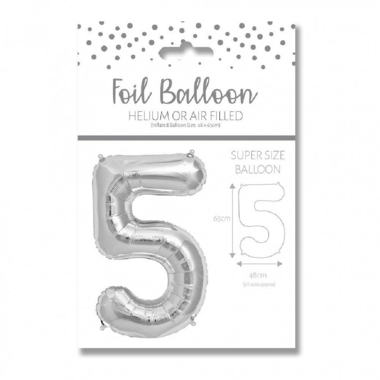 Foil Balloon Number 5 Silver...