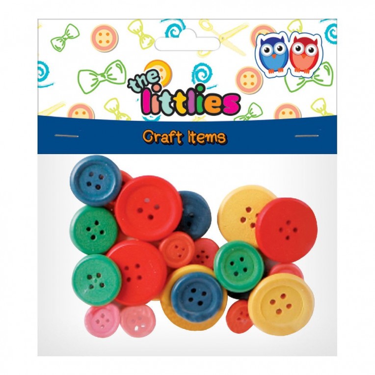Colored Wooden Buttons 24pcs (0646606)