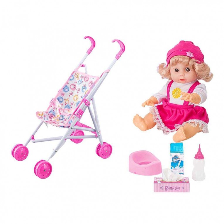 Baby Doll 36cm with Stroller and...
