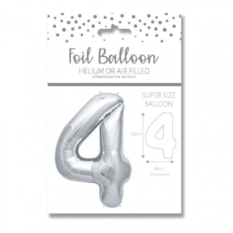 Foil Balloon Number 4 Silver...