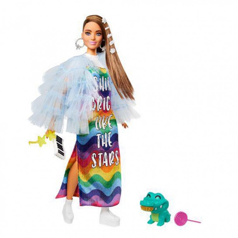 Barbie Extra Κούκλα Rainbow Dress...