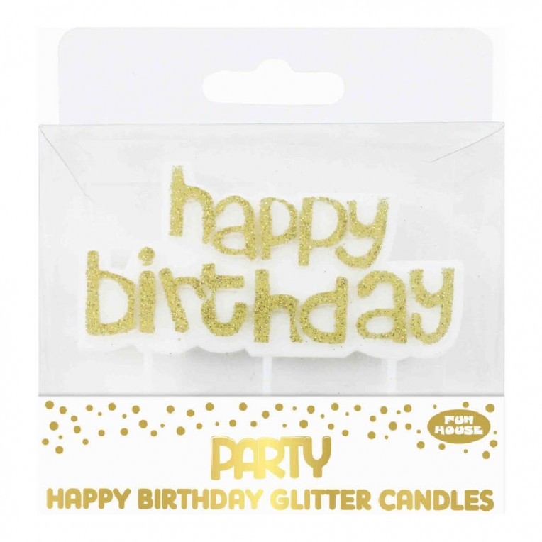 Cake Candles Happy Birthday Gold with...