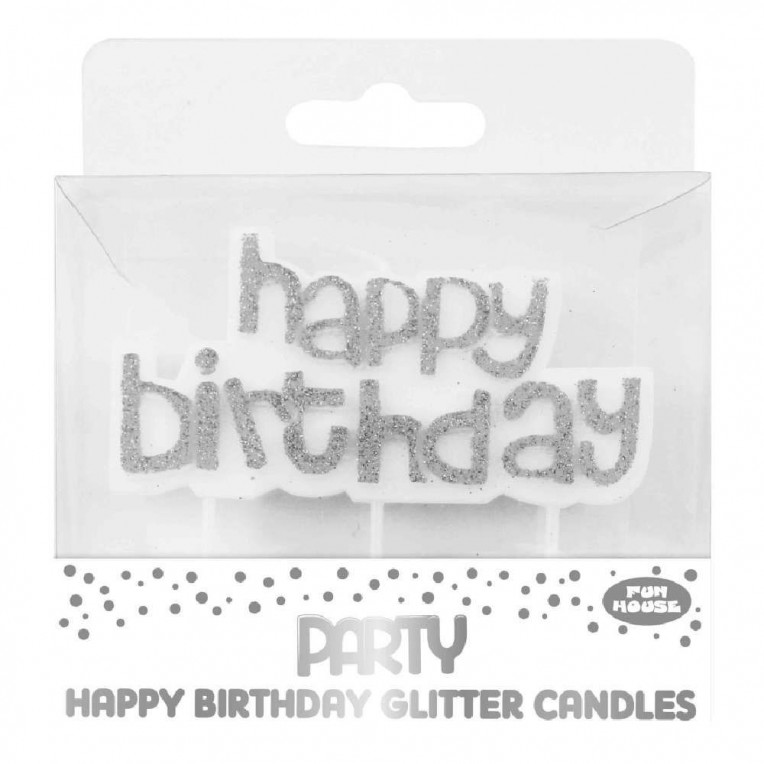 Cake Candles Happy Birthday Silver...
