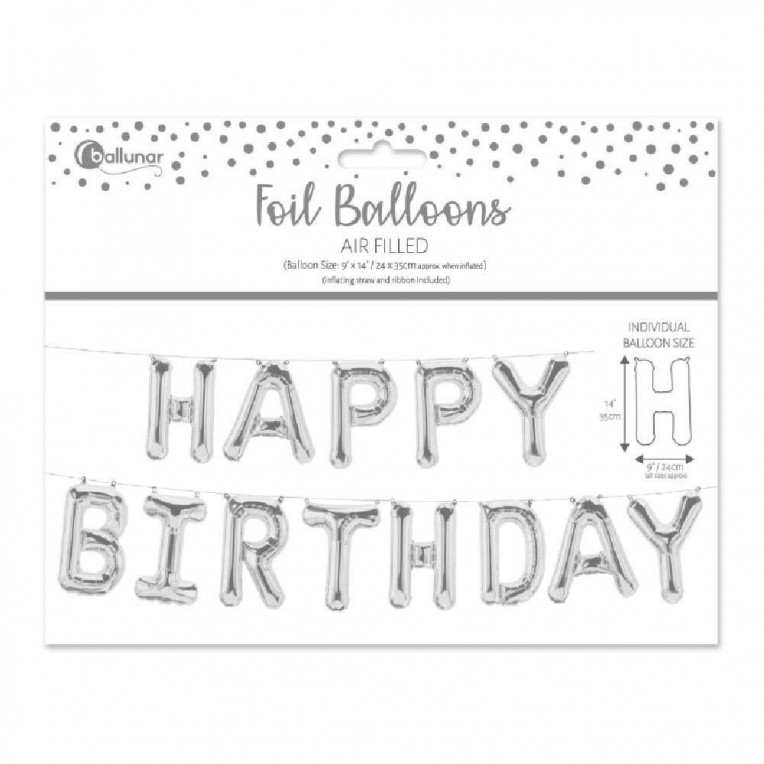 Foil Μπαλόνι Happy Birthday Ασημί...