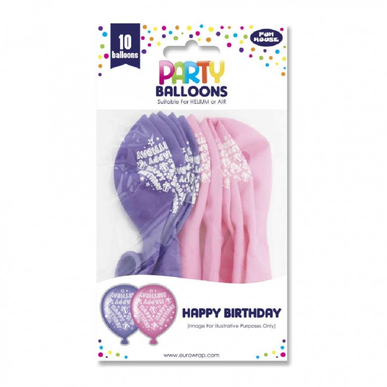 Μπαλόνια Ροζ με Τύπωμα Happy Birthday...