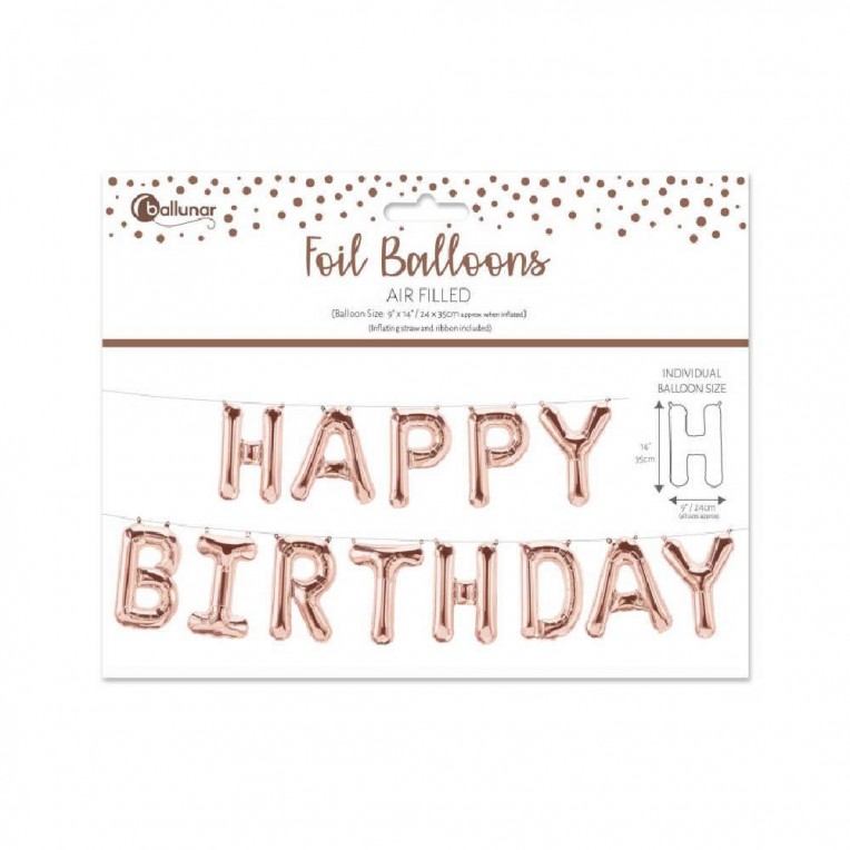 Foil Μπαλόνι Happy Birthday Ροζ Χρυσό...